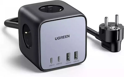 Ugreen 3-Outlet Power Strip with USB Black