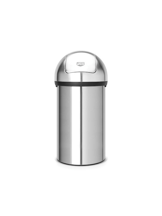 Brabantia Push Bin Stainless Steel Waste Bin 60lt Matt Steel