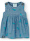 Kinderkleid Ärmellos Denim Set aus 2 Mit Slip Blau