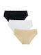 Bonito Baumwolle Hohe Taille Damen Slip 3Pack mit Spitze Black/White/Beige