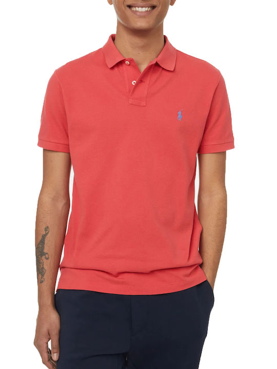 Ralph Lauren Herren T-Shirt Kurzarm Rollkragen Rot