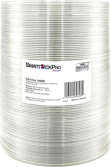Verbatim SmartDisk Pro Εγγράψιμα CD-R 52x Printable 700MB 100τμχ