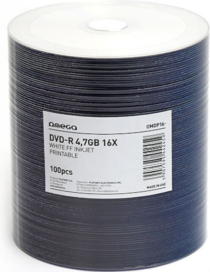 Omega Εγγράψιμα DVD-R 16x Printable 4.7GB Cake Box 100τμχ