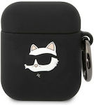 Karl Lagerfeld Choupette Head 3D Case Silicone with Hook in Black color for Apple AirPods 1 / AirPods 2