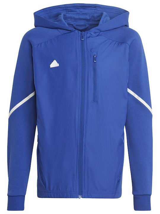 Sportlich Kinderstrickjacke mit Kapuze Blau