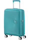 American Tourister Soundbox Spinner Cabin Hard Turquoise Suitcase Tonic With 4 Wheels Height 55cm