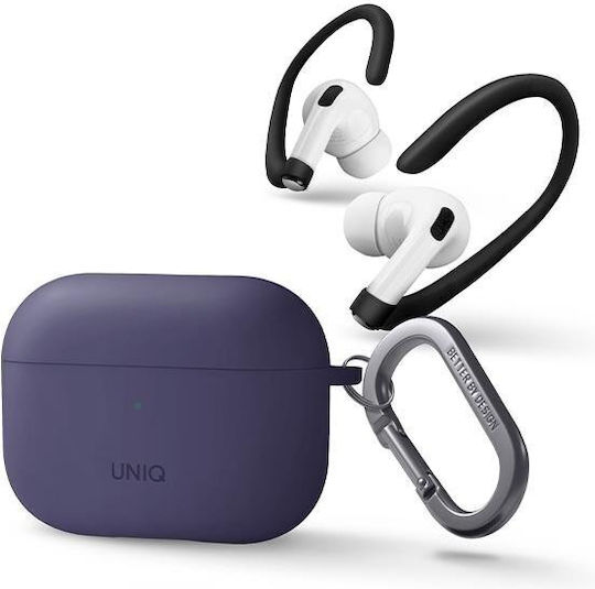 Uniq Nexo Etui & Ohrhaken-Set mit Haken in Lila Farbe für Apple AirPods Pro