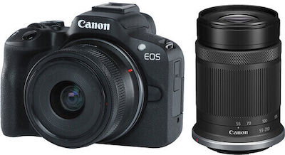 Canon Mirrorless Фотоапарат EOS R50 Crop Frame Комплект (RF-S 18-45mm f/4.5-6.3 IS STM + RF-S 55-210mm f/5-7.1 IS STM) Черен