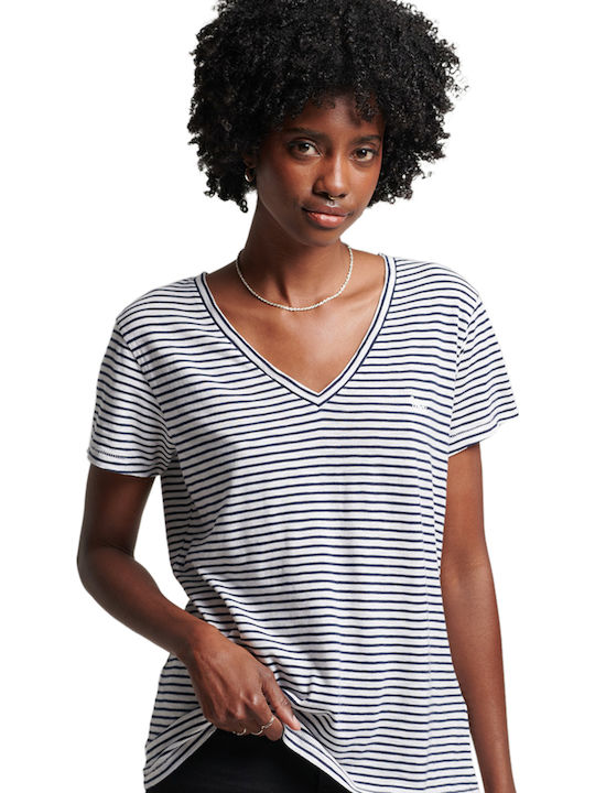 Superdry Studios Slub Women's Striped Navy Blue...