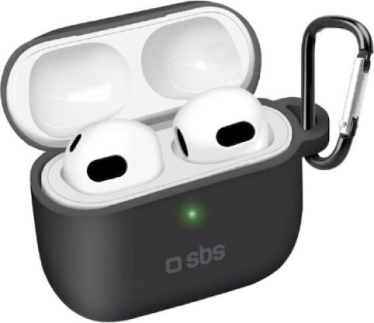 SBS Θήκη Σιλικόνης με Γάντζο σε Μαύρο χρώμα για Apple AirPods 3