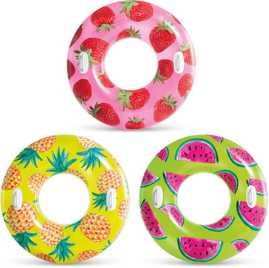 Intex Tropical Fruit Kids' Swim Ring with Handles and Diameter 170cm. from 9 Years Old (Assortment Designs/Colours) Strawberry