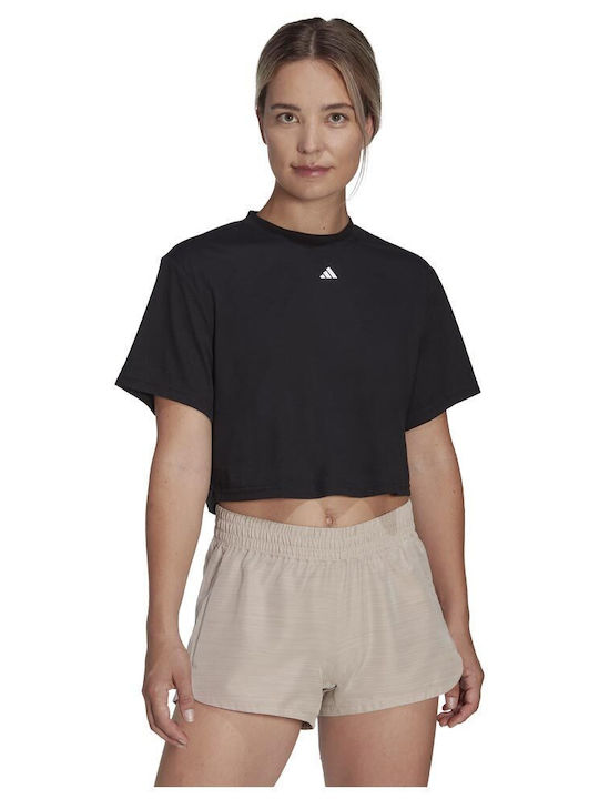 Adidas Women's Athletic Crop Top Short Sleeve Black