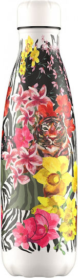 Chilly's Tropical Thermosflasche Rostfreier Stahl BPA-frei 500ml Hibiskus Tigers