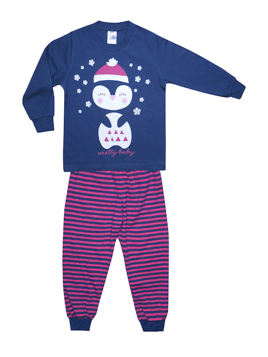 Pretty Baby Set Top & Bottom Kids Winter Cotton Pyjamas Blue