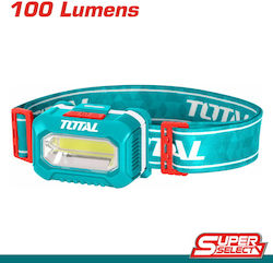 Total Φακός Κεφαλής LED Αδιάβροχος IPX4 με Μέγιστη Φωτεινότητα 100lm Super Select