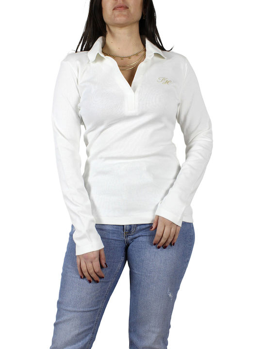 Tommy Hilfiger Women's Polo Shirt Long Sleeve White