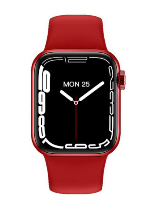XW78+ PRO Aluminium 44mm Smartwatch με Παλμογράφο (Κόκκινο)
