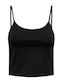 Only Women's Summer Crop Top Cotton with Straps Black