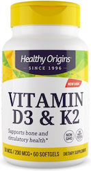 Healthy Origins Vitamin D3 & K2 Βιταμίνη 60 μαλακές κάψουλες