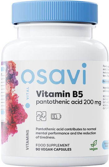 Osavi Vitamin B5 Βιταμίνη για την Υγεία του Νευρικού Συστήματος 200mg 90 φυτικές κάψουλες