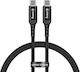Crong Armor Link Cablu USB 2.0 Braided USB-C Masculin - USB-C 100W PD Negru 1.2m CRG-AL120USCC-BLK