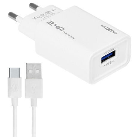 Moxom Charger with USB-A Port and Cable USB-C Whites (MX-HC96)