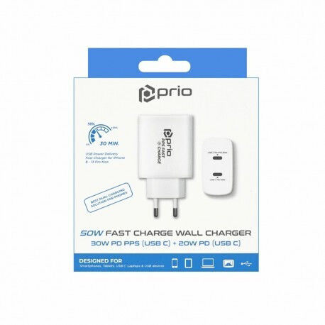 Prio Charger Without Cable with USB-A Port and USB-C Port 30W Power Delivery Whites (ORI.001.30.009)
