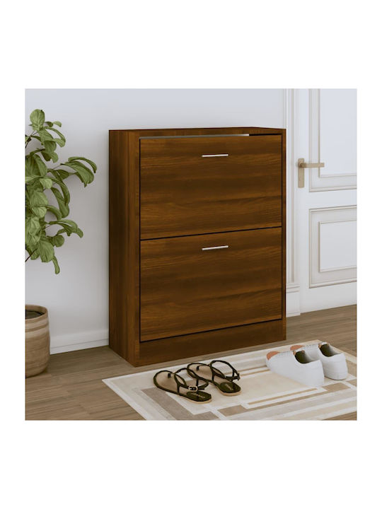 Holz Schuhschrank mit 2 Regalen Gelb L63xW24xH81cm