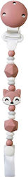 Saro Clip Pacifier Foxy with Beads & Animals made of Silicone White-Pink