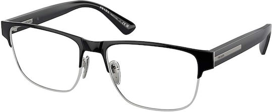 Prada Herren Metallisches Brillengestell Schwarz PR57ZV 1AB1O1
