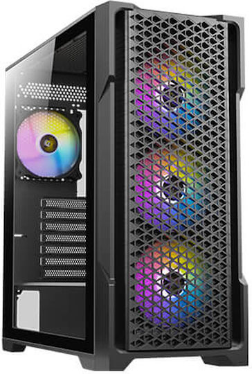 Antec AX90 Геймърско бюро Midi Tower Компютърна кутия със страничен прозорец и RGB осветление Черен