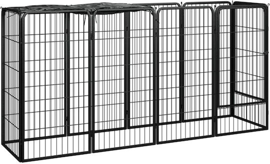 vidaXL Parc Pliabil Metalic Pentru Câini Cu 10 Panouri 200x50x100cm Negru