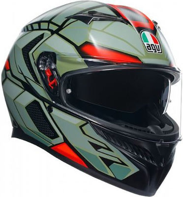 AGV K3 E2206 Decept Matt Black/Green/Red Κράνος Μηχανής Full Face ECE 22.06 1550gr με Pinlock