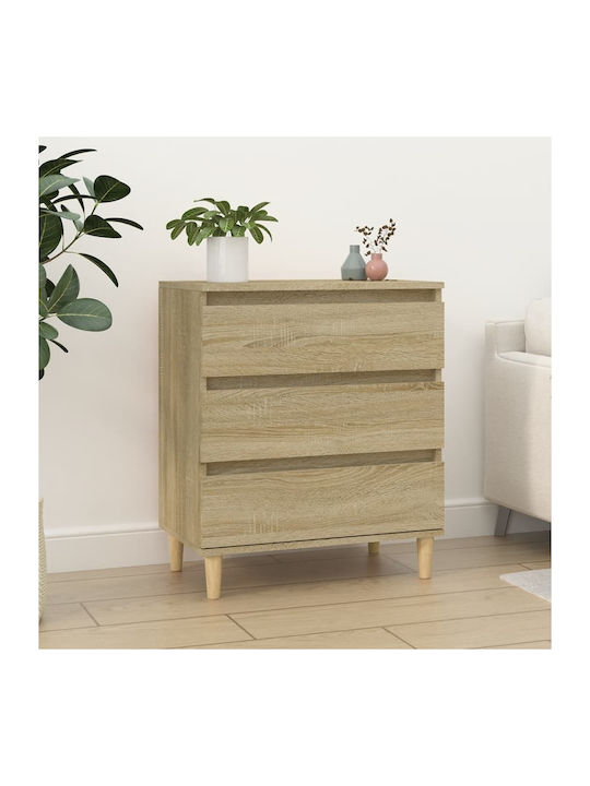 Wooden Chest of Drawers with 3 Drawers 60x35x70cm