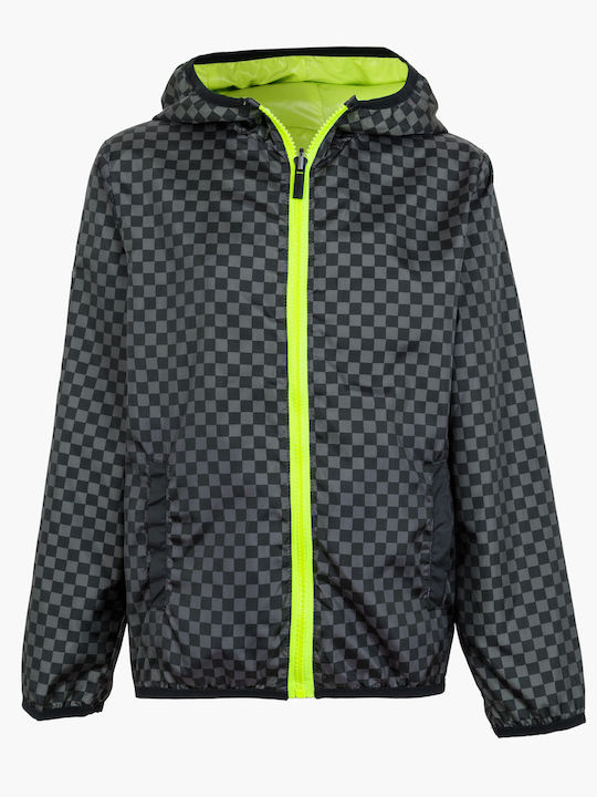 Kids Casual Short Double Sided Hooded Jacket Black