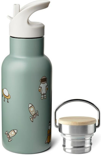 Nuuroo Bertil Kids Water Bottle Thermos Stainless Steel with Straw Light Green 350ml