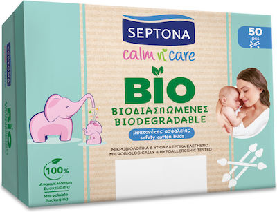 Septona Calm N' Care Bio Biodegradable Baby Cotton Buds Ασφαλείας 50pcs