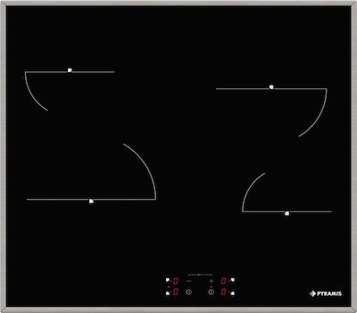 Pyramis Autonomous Cooktop with Ceramic Burners Inox and Locking Function 58x51cm