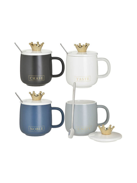 Click Mug Ceramic with Lid Multicolored 350ml 4pcs