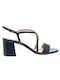 Mourtzi Leather Women's Sandals In Navy Blue Colour