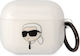 Karl Lagerfeld Karl Head TPU Θήκη Σιλικόνης με Γάντζο σε Λευκό χρώμα για Apple AirPods 3