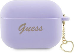 Guess Charm Heart Collection Case Silicone in Purple color for Apple AirPods Pro 2