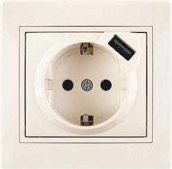 Lezard Mira Power Socket with 1 USB Port Beige ...