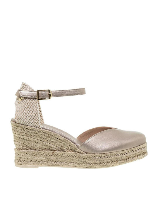 Women's Leather Platform Espadrilles Gold