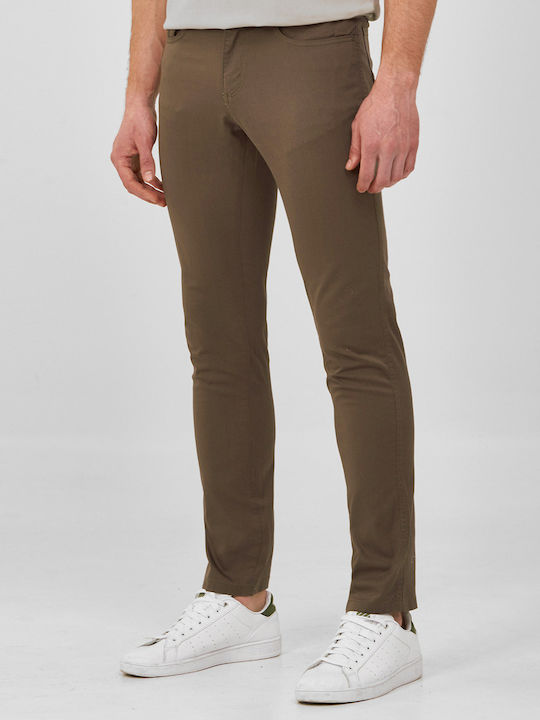 Chinos slim fit trousers B.S Bags Khaki Cotton Monochrome Evening, ALL DAY, CASUAL, BUSINESS