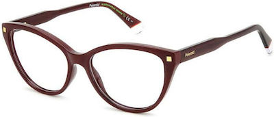 Polaroid Plastic Eyeglass Frame Cat Eye Burgundy PLD D493 LHF