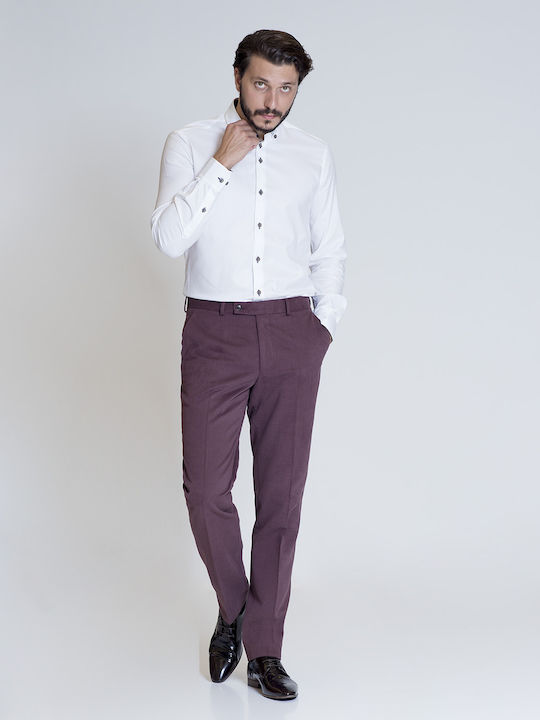 Cotton παντελόνι slim fit Kaiserhoff Κόκκινο ΒΑΜΒΑΚΙ ΜΟΝΟΧΡΩΜΟ ALL DAY,CASUAL,BUSINESS