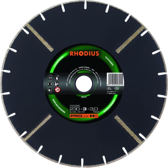 Rhodius DG25 Cutting Disc Construction Materials Hole Diameter 230mm 1pcs