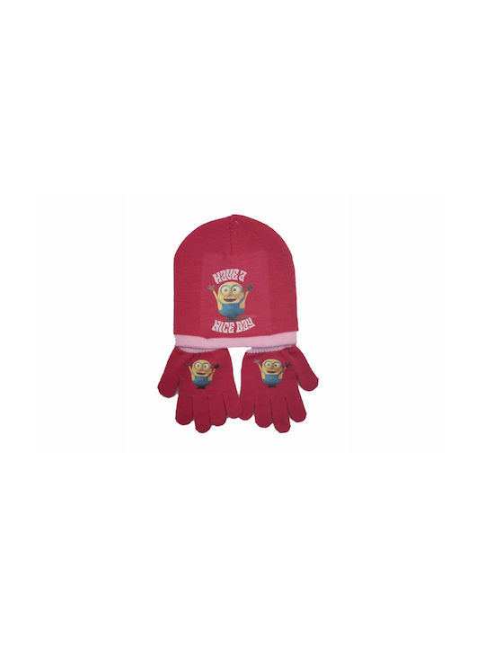 Stamion Kids Beanie Set with Gloves Red