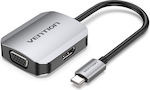 Vention Converter USB-C male to HDMI / VGA female Gray (TDIHB)